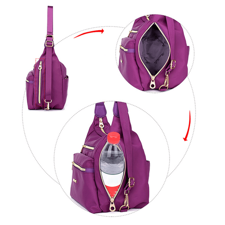 Women Nylon Waterproof Double-Sided Crossbody Bag Multifunctional Shoulder Bag Backpack - MRSLM