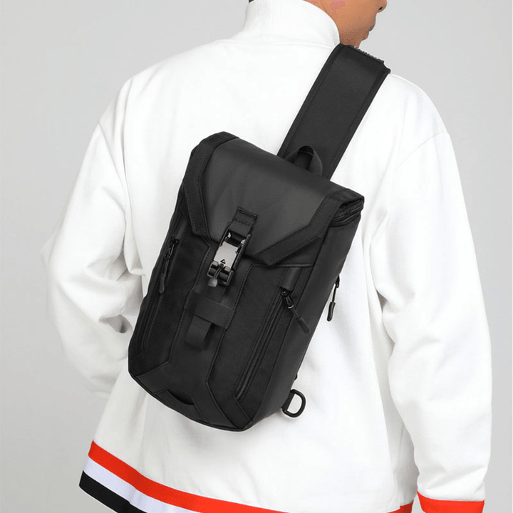 Men Oxford USB Charging Multi-Pocket 3 Card Slots Waterproof Outdoor Crossbody Bag Chest Bag Sling Bag - MRSLM