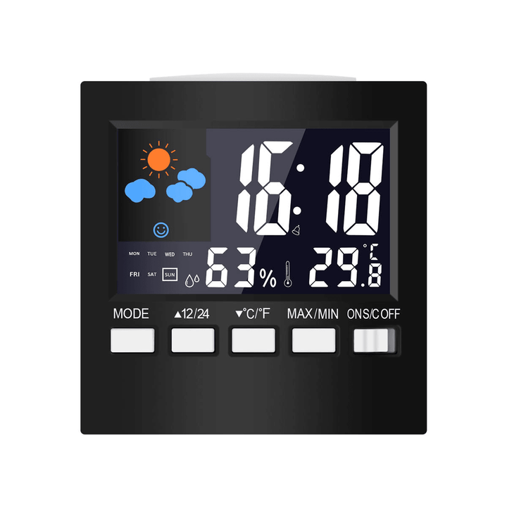 DC-001 Digital Temperature Humidity Alarm Clocks LCD Weather Station Display Clock - MRSLM