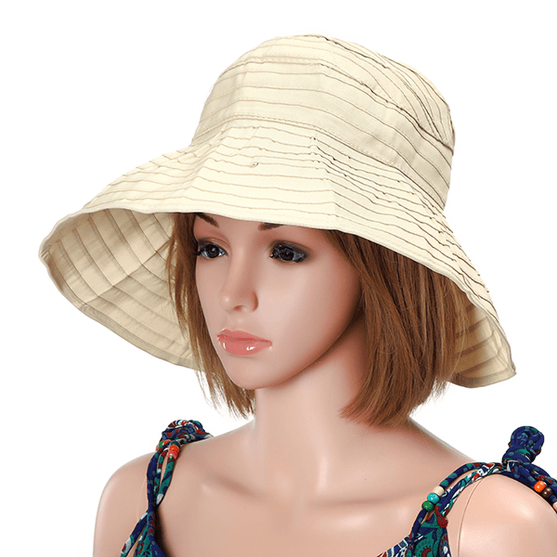 Women Foldable Sun Protective Beach Hat Summer Outdoor Gardening Anti-Uv Wide Brim Visor Cap - MRSLM