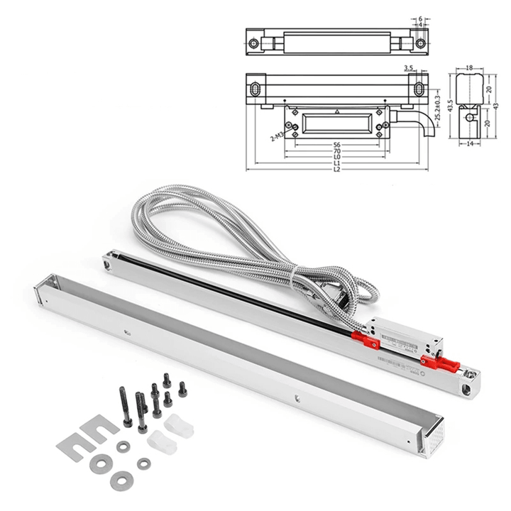 YIHAOGD KA500 5Μm TTL 70-520Mm Electronic Linear Scale Encoders Lathe Tool for 2/3 Axis Grating CNC Milling Digital Readout Display DRO - MRSLM