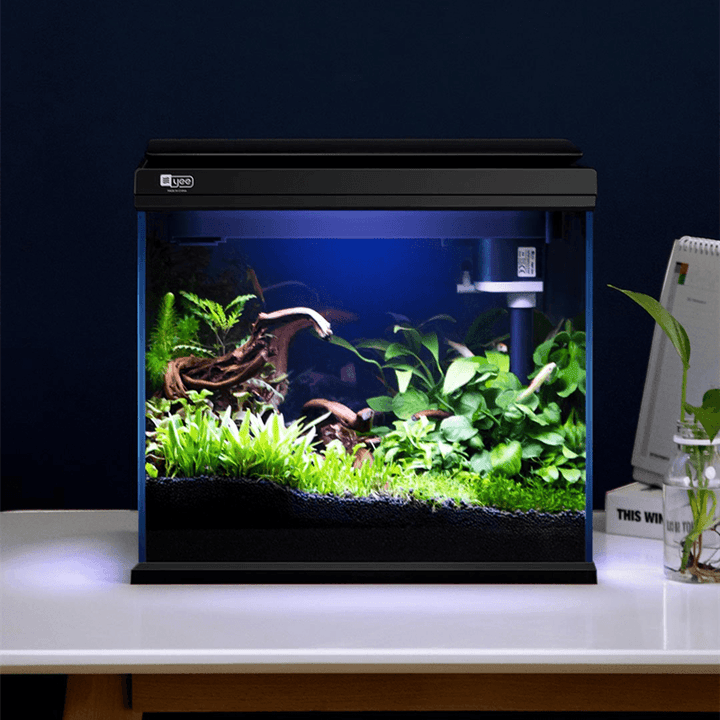 YEE 380 Fish Tank Mini Aquarium with 4 LED Light Modetemperature Display - MRSLM