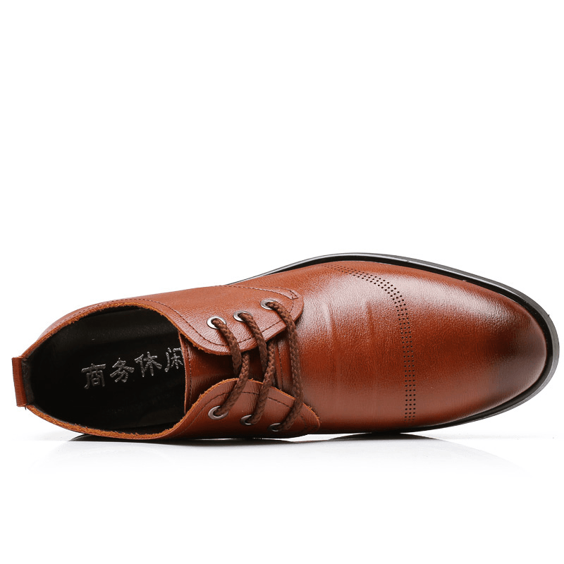 Men Comfy Microfiber Leather Soft Lace up Business Casual Formal Shoes - MRSLM