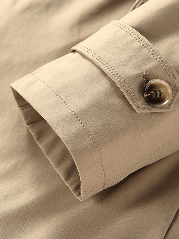 Mens Plush Lined Warm Button Front Lapel Casaul Slant Pocket Coats - MRSLM