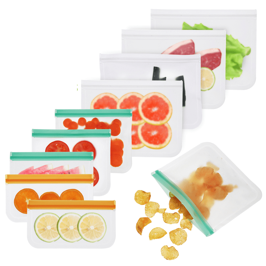 10Pcs/Set 3 Sizes Reusable Storage Bags Kitchen Food Storage Container Fruit Meat Fish Fresh Preserving Bag - MRSLM
