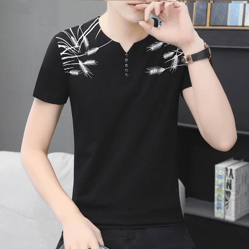 2021 Summer New Men''S Short Sleeve T-Shirt Chao Brand Foreign Trade Pure Color Cotton Large Men''S Sports T-Shirt Wholesale - MRSLM