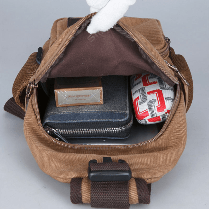 Men Vintage Canvas Shoulder Bag Crossbody Bag Chest Bag - MRSLM