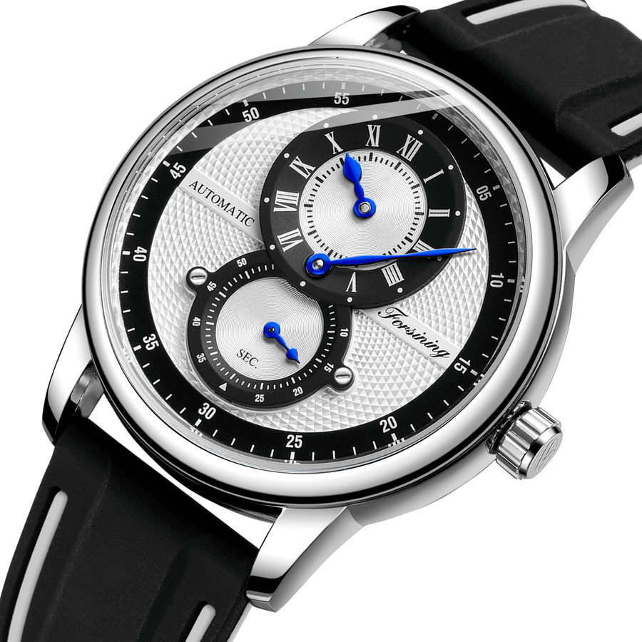 FORSINING FSG8203 Fashion Men Automatic Watch Creative Dial Leather Strap Mechanical Watch - MRSLM