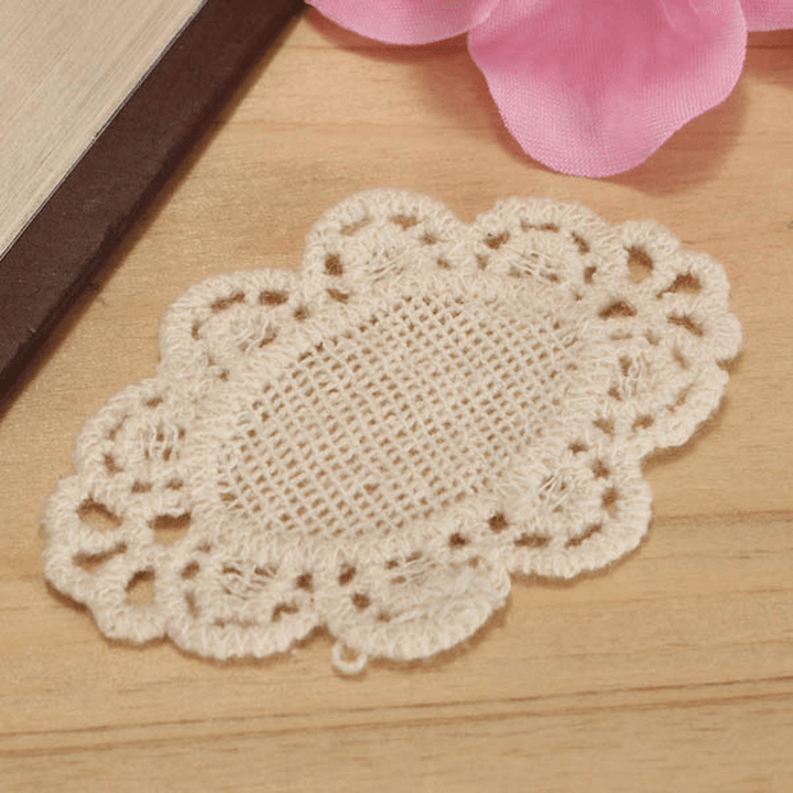 55X35Mm White Flower Polyester Embroidery Lace Trim DIY Sewing Needlework Accessories - MRSLM