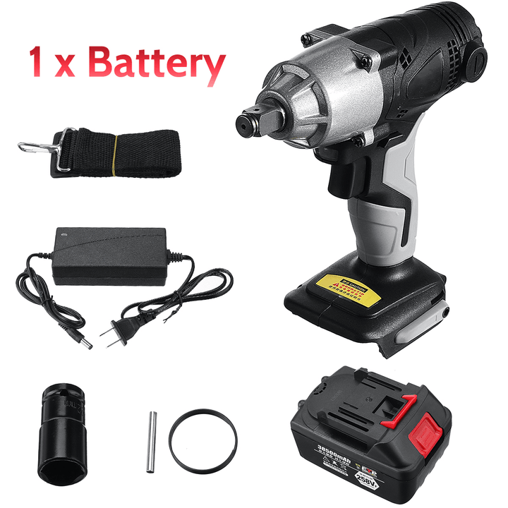 258VF Cordless Brushless Electric Impact Wrench Rechargeable Wrench Screwdriver Power Tool W/ 1/2Pcs Battery - MRSLM