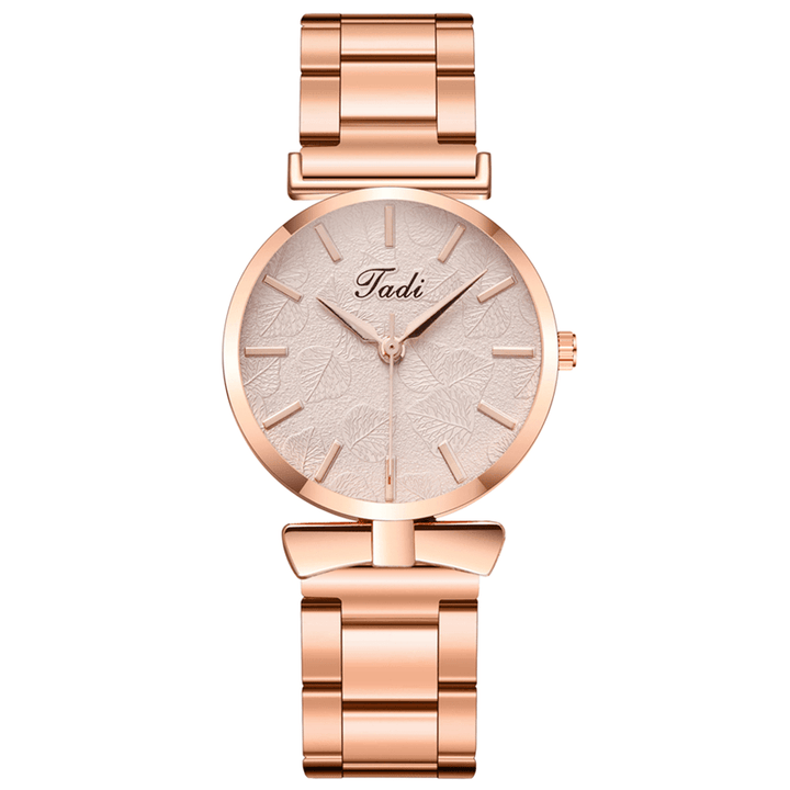Deffrun Elegant Design No Number Dial Casual Ladies Wrist Watch Rose Gold Case Full Alloy Quartz Watch - MRSLM