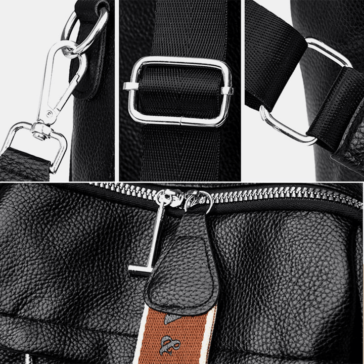 Women PU Leather Wear-Resistant Anti-Theft Multi-Pocket Backpack Large Capacity Waterproof Detachable Shoulder Strap Shoulder Bag Handbag - MRSLM