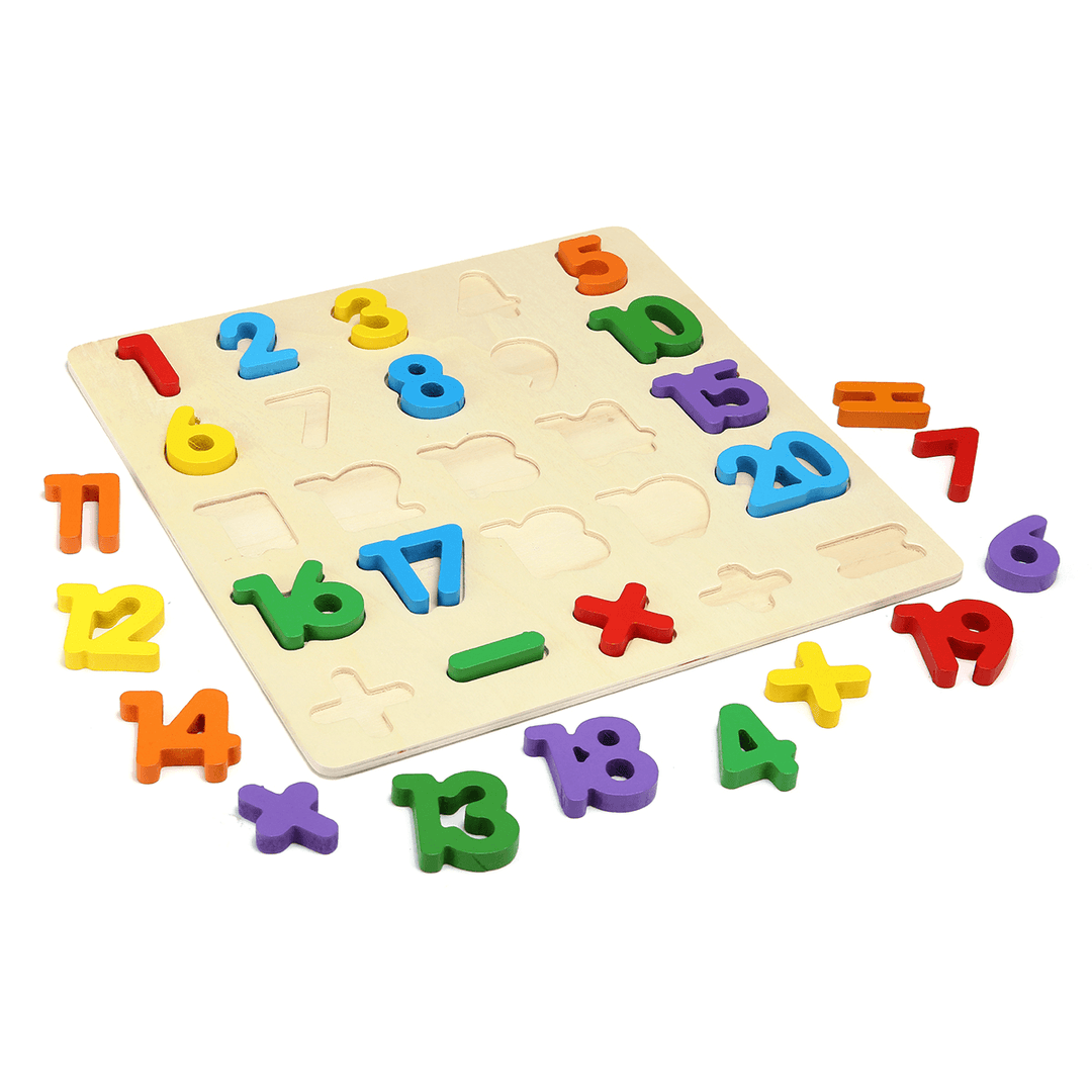 1 Set Wooden Puzzle Hand Grab Board Toy Alphabet Letters Numbers Toddler Kids Early Learning Toys Gift - MRSLM
