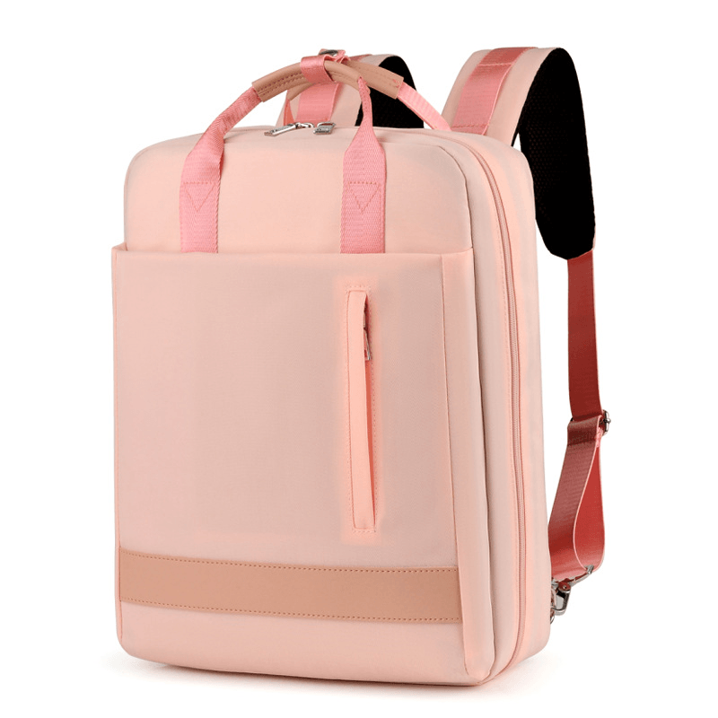 Women Multifunction Waterproof Pure Color Casual 15.6 Inch Patchwork Backpack - MRSLM