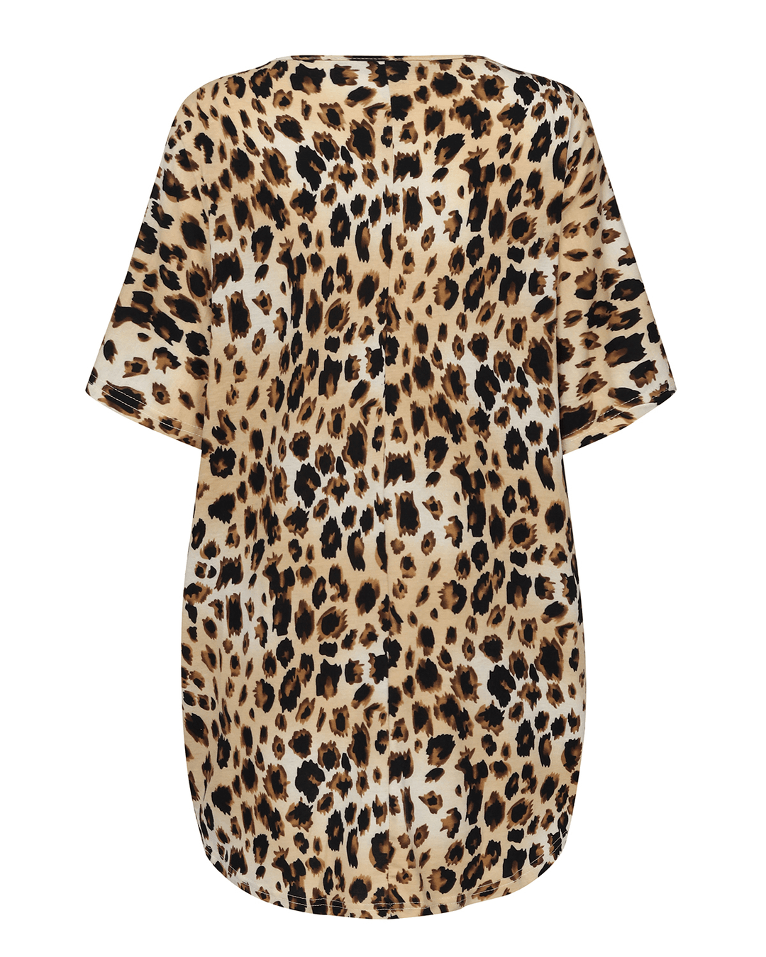 Women Short Sleeve Leopard Print Loose Baggy Casual Blouse - MRSLM