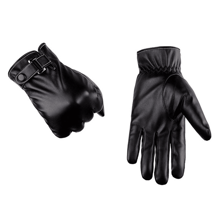 Mens Warm Touch Screen Man-Made Leather Cycling Ski Gloves - MRSLM