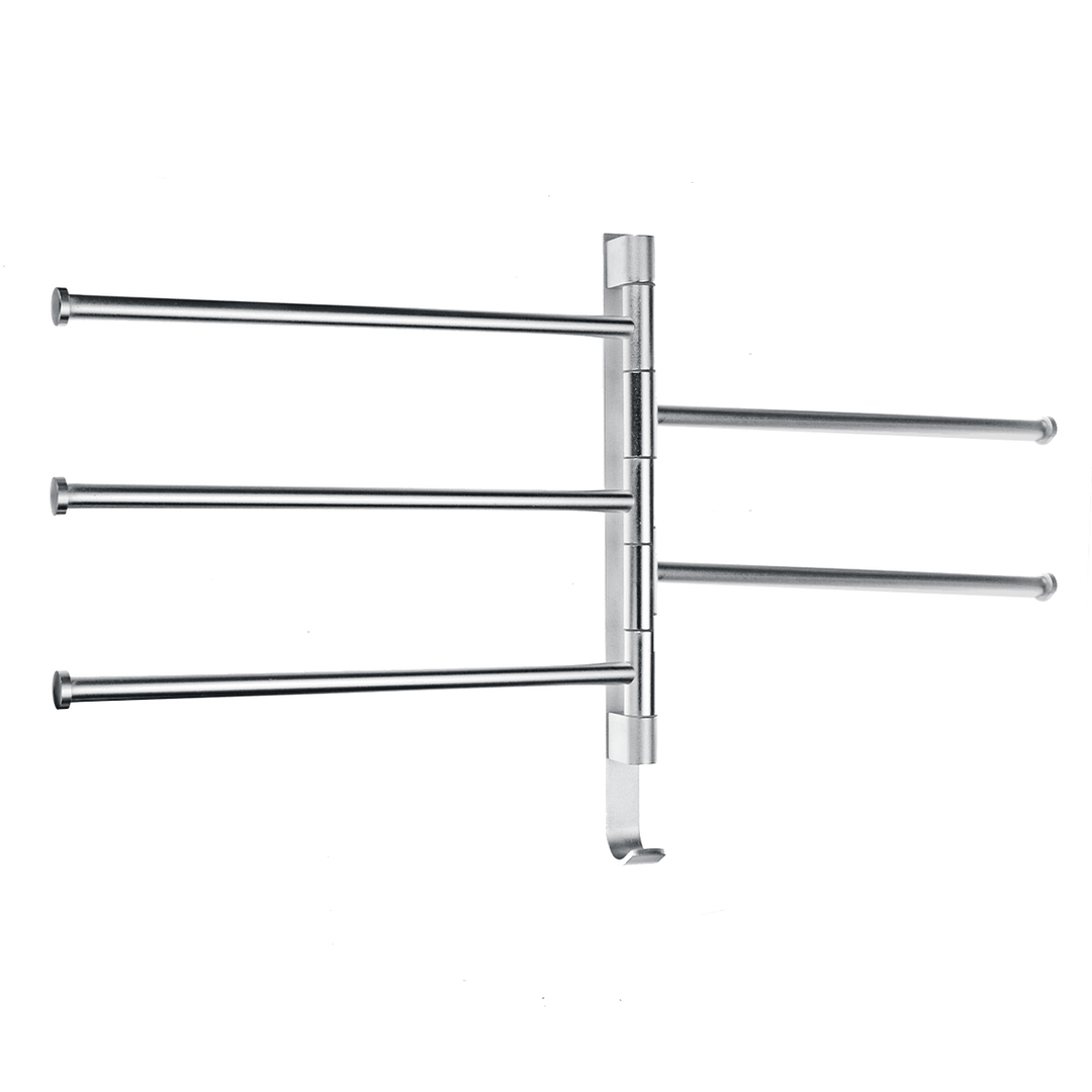 Aluminum Wall Mount Towel Rail Rack Rotatable Holders 2/3/4/5 Storage Hanger - MRSLM
