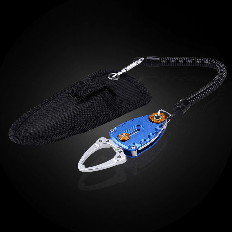 ZANLURE Space Aluminum Mini Fish Controller Outdoor Portable Fishing Pliers Fishing Trap Fishing Tools-Sliver/Black/Blue - MRSLM