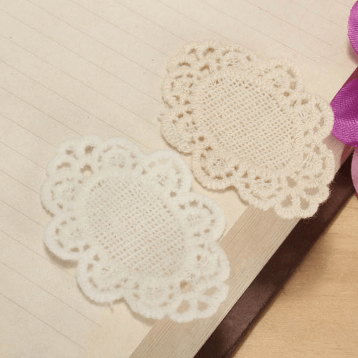 55X35Mm White Flower Polyester Embroidery Lace Trim DIY Sewing Needlework Accessories - MRSLM