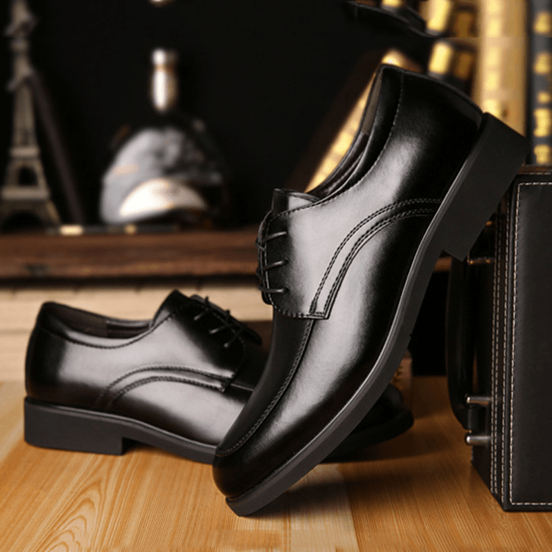 Men Cowhide Microfiber Breathable Soft Sole Comfy Business Casual Leather Shoes - MRSLM