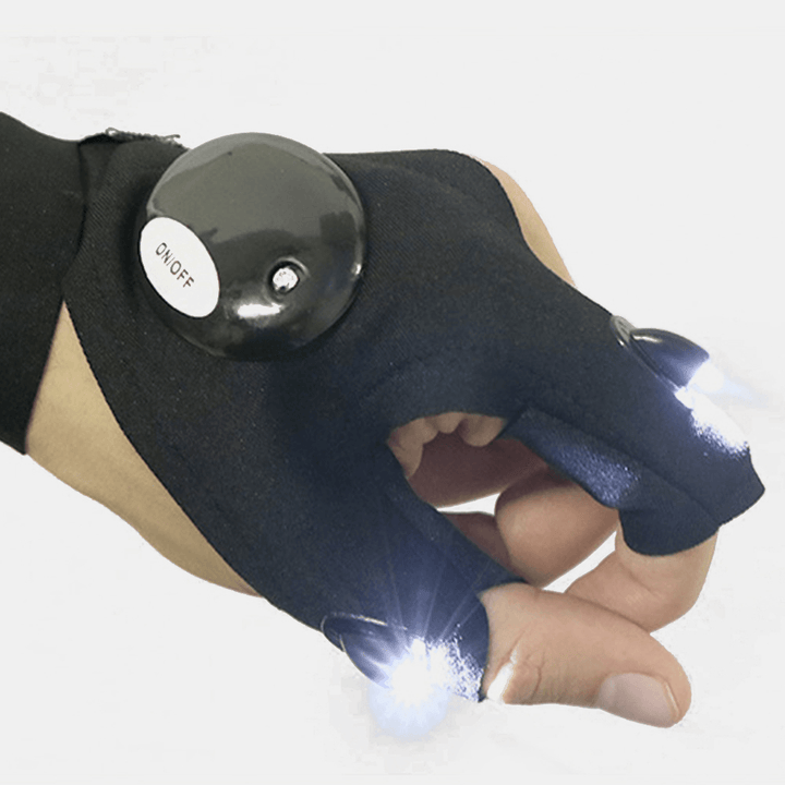 Unisex LED Light Outdoor Sport Night Fishing Waterproof Half-Finger Gloves - MRSLM