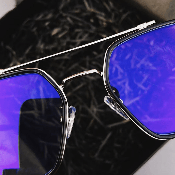 Unisex Large Full Frame Double Bridge Anti-Blue Light Anti-Uv Vintage Sunglasses - MRSLM