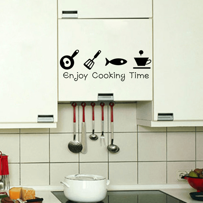 Cartoon Enjoy Cooking Time Kitchen Wall Sticker PVC Mural Art Decals Stickers Background Home Decor - MRSLM