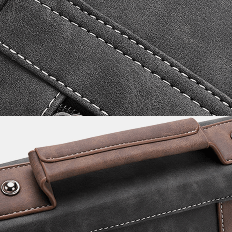 Men Faux Leather Retro Multi-Pocket Multifunction Crossbody Bag Shoulder Bag Travel Bag - MRSLM