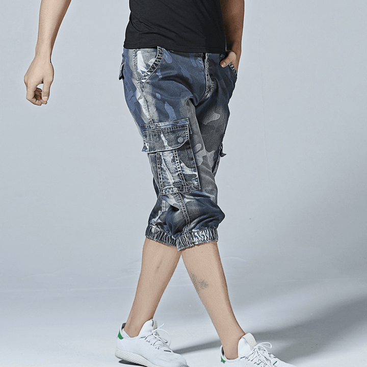 Men'S Summer Camouflage Cropped Overalls Printed Loose Casual Straight Leg - MRSLM