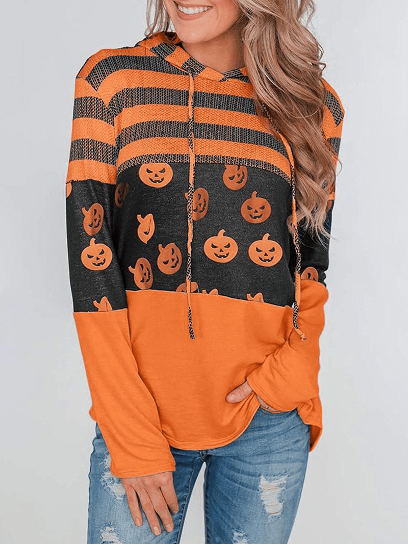 Long Sleeve Hooded Casual Print Sweatshirt - MRSLM
