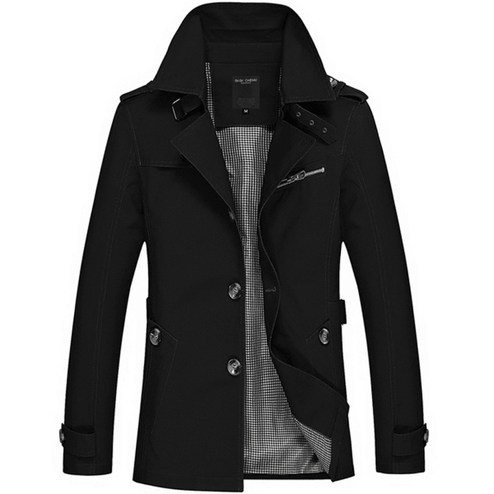 Mens Casual Single-Breasted Trench Coat - MRSLM