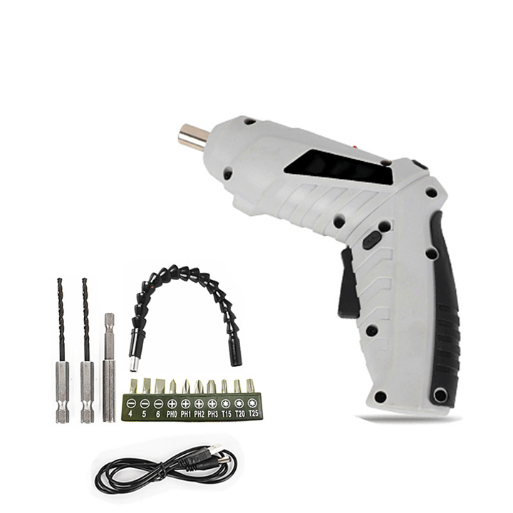 Mini Cordless Electric Screwdriver Set USB Rechargeable Drill Driver with Work Light - MRSLM