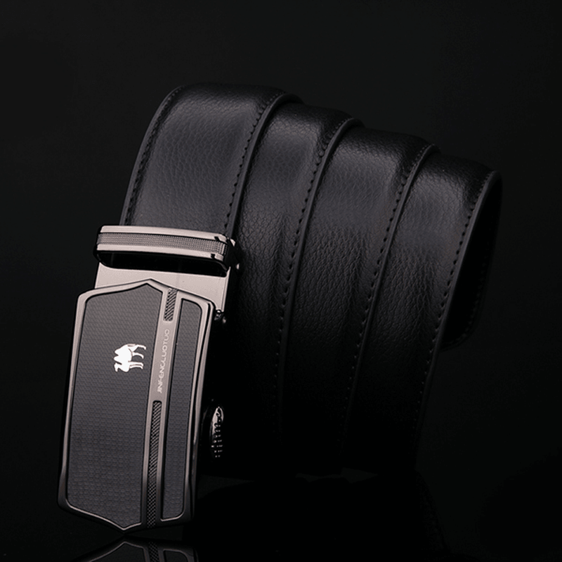125CM Men Business Cowhide Genuine Leather Luxury Belts Durable Automatic Buckle Trousers Belt - MRSLM