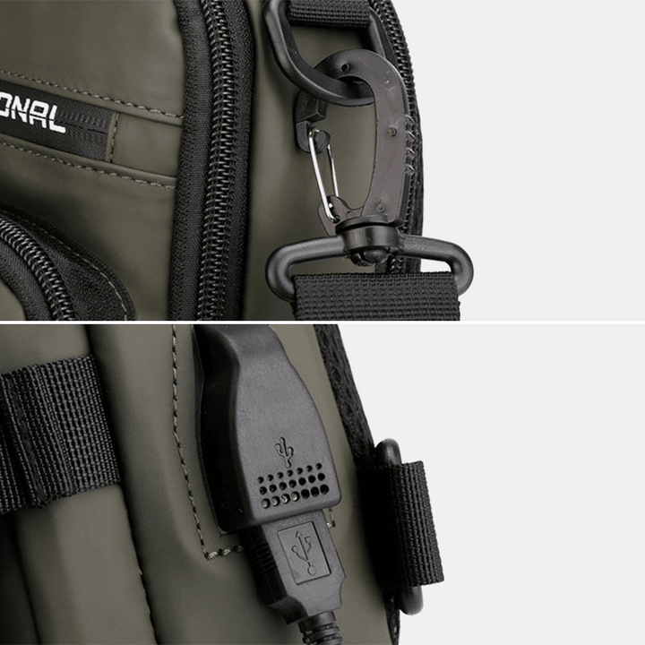 Men Casual Multifunction Waterproof Nylon Chest Bag Multi-Pocket Crossbody Bag Shoulder Bag - MRSLM