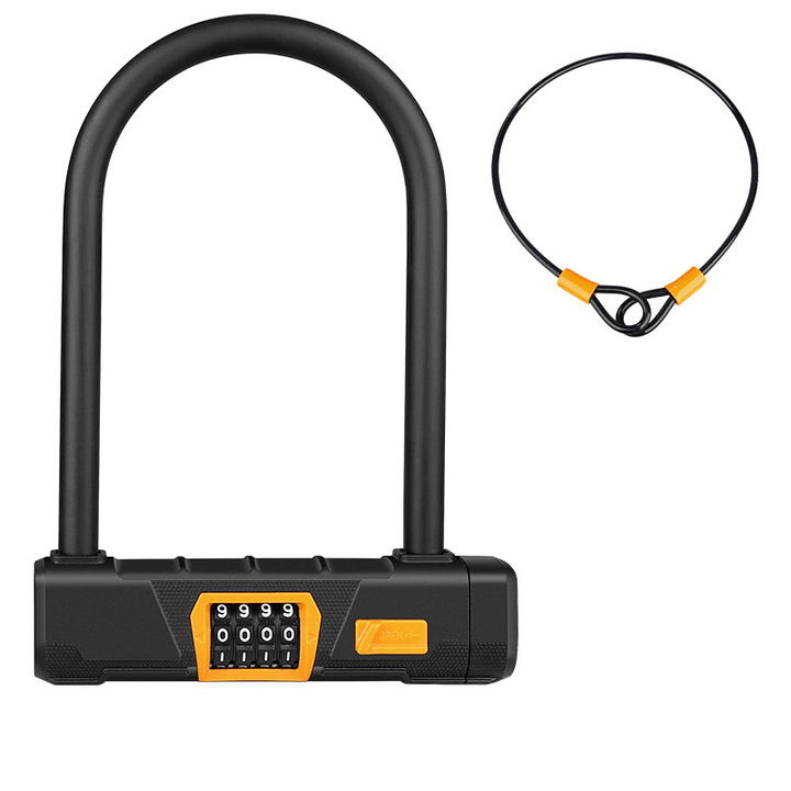 JAKROO U-Lock 4-Digit Secure Password Bike Lock Anti-Theft Steel Multipurpose Lock for Bike Scooter Motorcycle - MRSLM