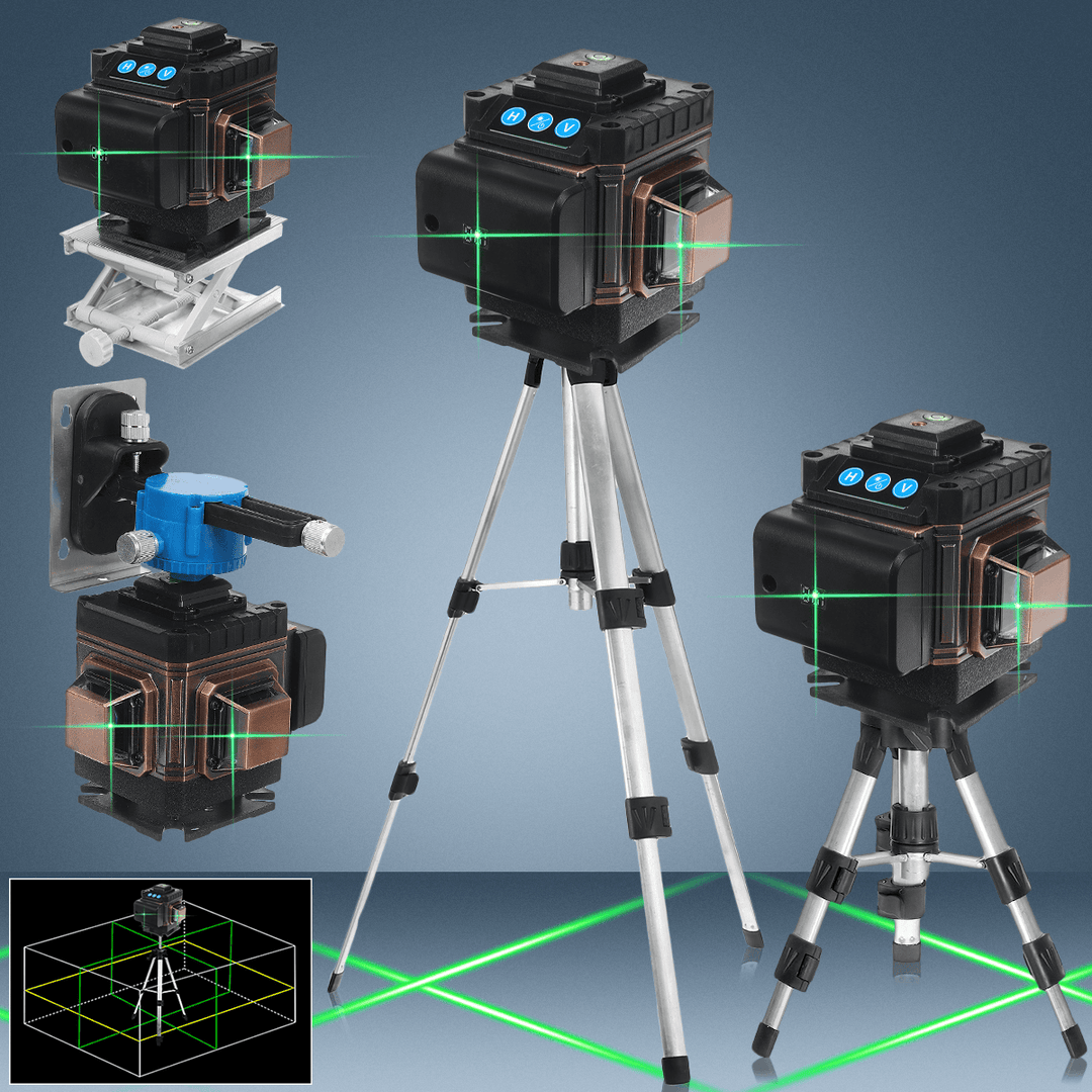 8/12/16Line Laser Level with Green Light Digital Self Leveling 360° Rotary Measure - MRSLM