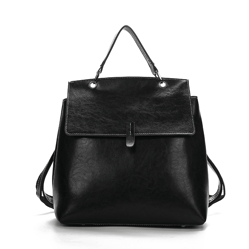 Women PU Leather Solid Double Straps Fashion Backpack - MRSLM