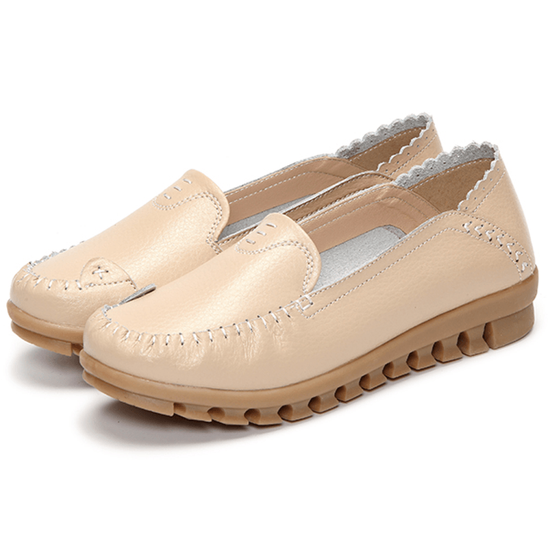 Soft Rubber Sole round Toe Pure Color Slip on Flat Loafers - MRSLM
