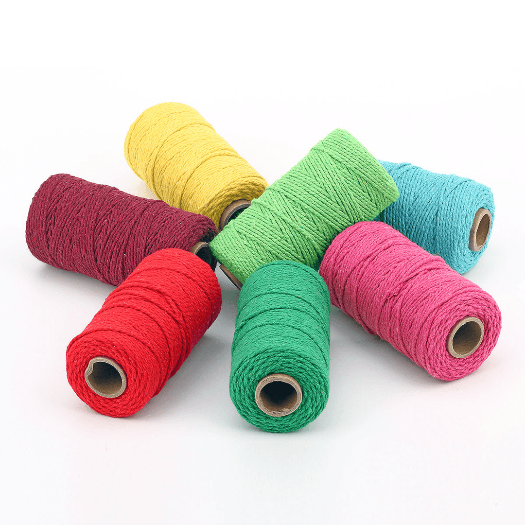 2Mmx100M Multi-Color Cotton Twist Rope DIY Materials Macrame Rustic Rope Hand Craft Rope Brush - MRSLM