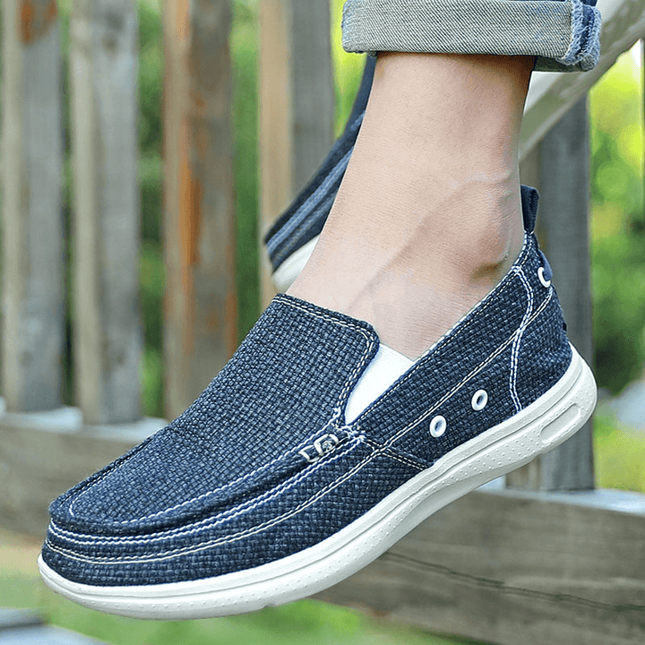 Men Canvas Breathable Comfy Lightweight Soft Sole Brief Solid Casual Cloth Shoes - MRSLM