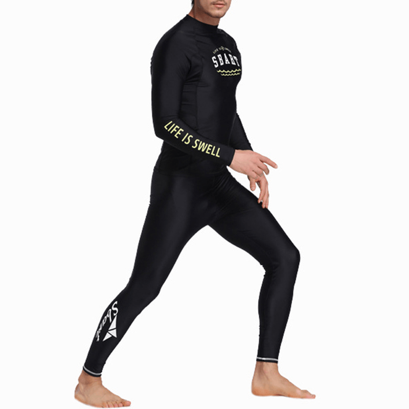 Men'S Skinny Patchwork Wter Protective Diving Suit Swimsuit for Men Swimwear - MRSLM
