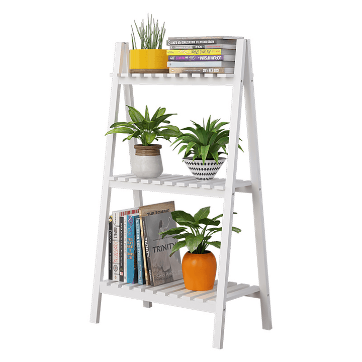 3 Tier Foldable Wood Plant Flower Stand Ladder Shelf Rack Planter Pot Holder - MRSLM