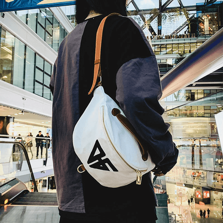 Unisex Canvas Couple Sporty Casual Large Capacity Shoulder Bag Chest Bag - MRSLM