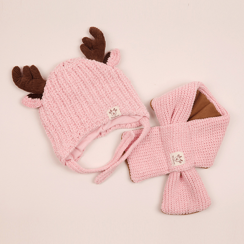 Infant plus Cotton Fawn Hat and Scarf Set - MRSLM