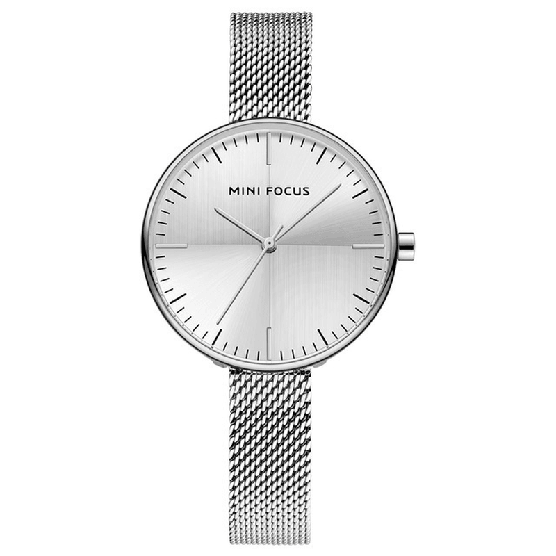 MINI FOCUS MF0275L Ultra Thin Mesh Strap Analog Clock Waterproof Concise Women Quartz Watch Wristwatch - MRSLM