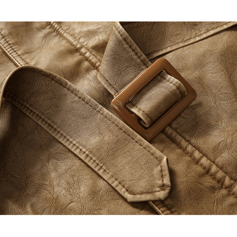 Mens Vintage Belts Coats Fleece Lined Outdoor Thikcened Winter Warm Jacket - MRSLM