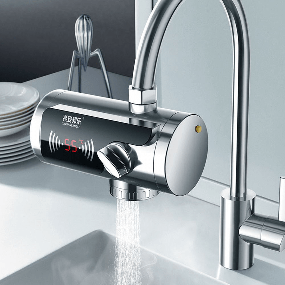 JB-14A 2000W Stainless Steel Connecting 3Sec Instant Hot Water Faucet LCD Temperature Display for Kitchen Bathroom - MRSLM