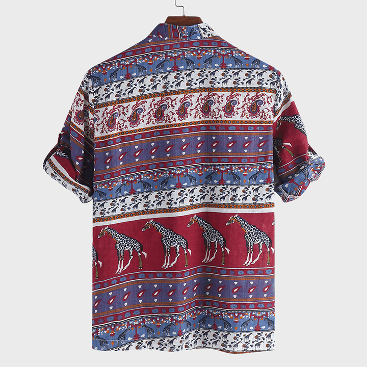 Men'S African Dashiki Floral T Shirts Short Sleeve Hawaiian Holiday Mexican Tops - MRSLM