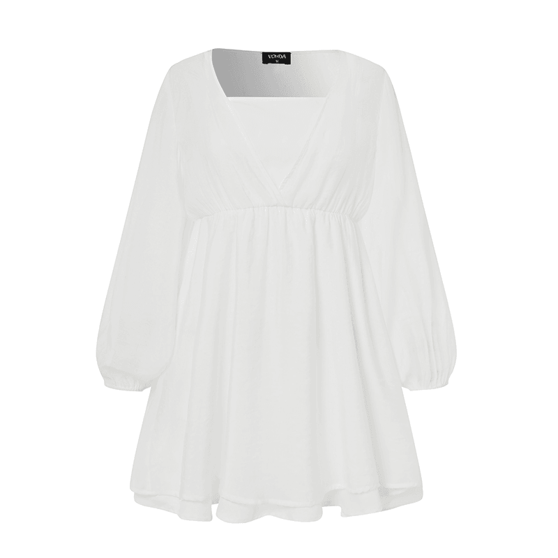 Pleating Solid Casual Summer Holiday Dress for Women - MRSLM