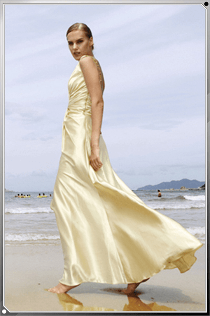 A-Line V-Neck Floor Length Sleeveless Evening Dresses Formal Dresses - MRSLM
